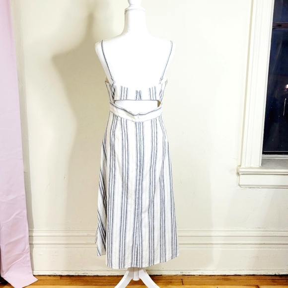 BCBGMAXAZARIA Stripe Cotton Midi Dress 10 - Picture 4 of 4